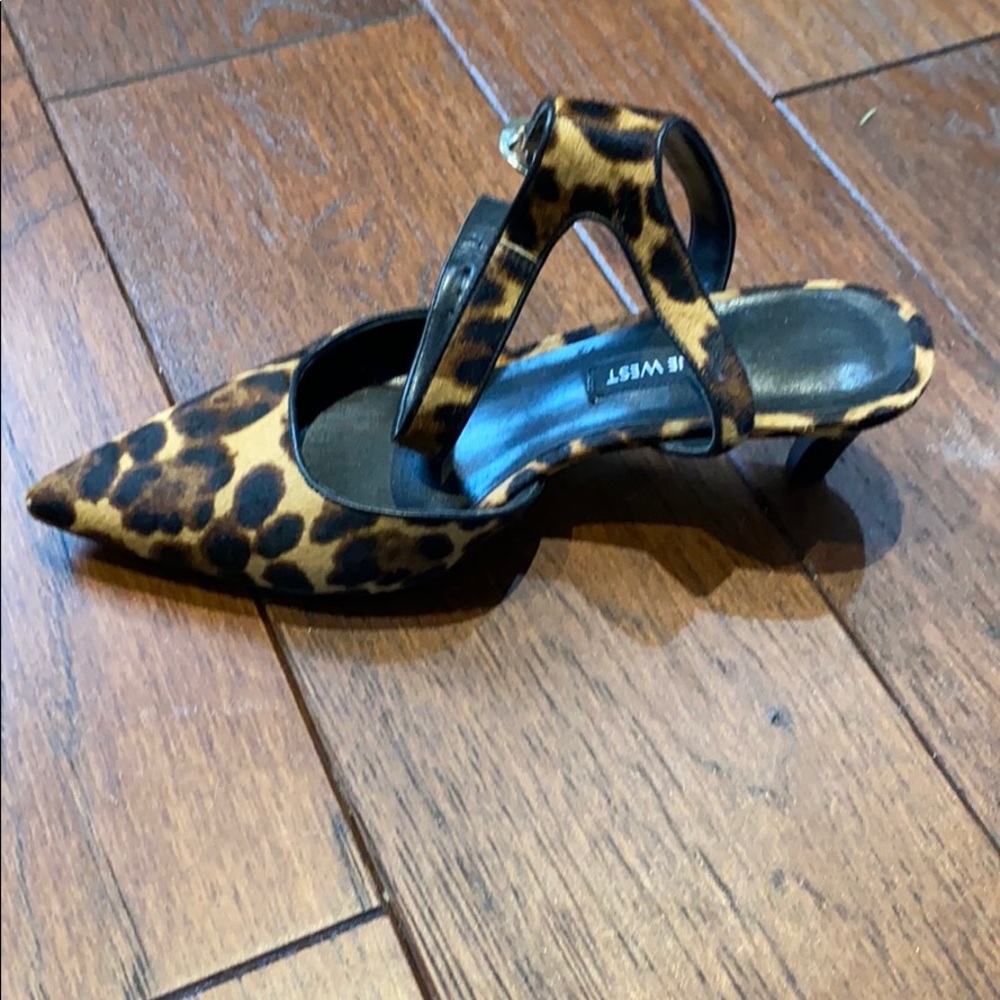 Nine West leopard fur kitty heels